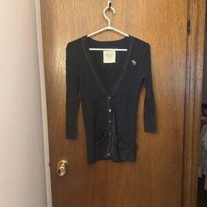 Vintage Abercrombie & Fitch Navy Velvet Trim Cardigan
